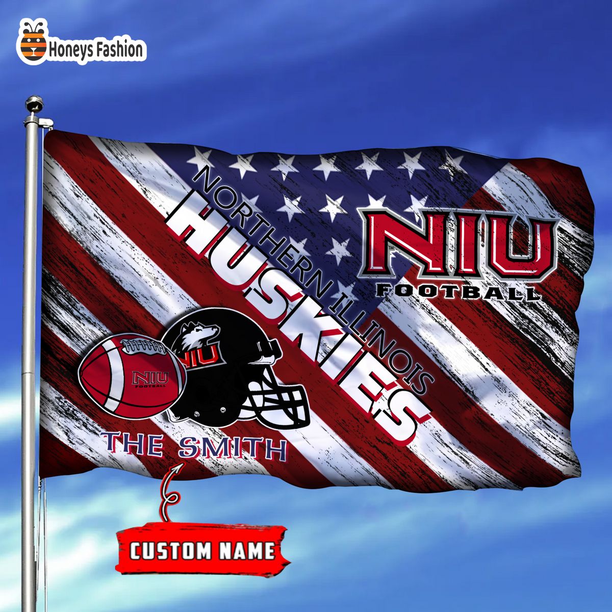 Northern Illinois Huskies Custom Name Personalized Flag