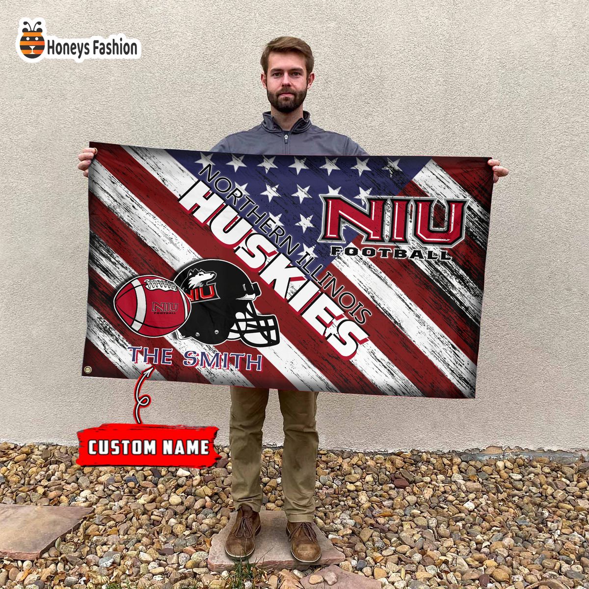 Northern Illinois Huskies Custom Name Personalized Flag