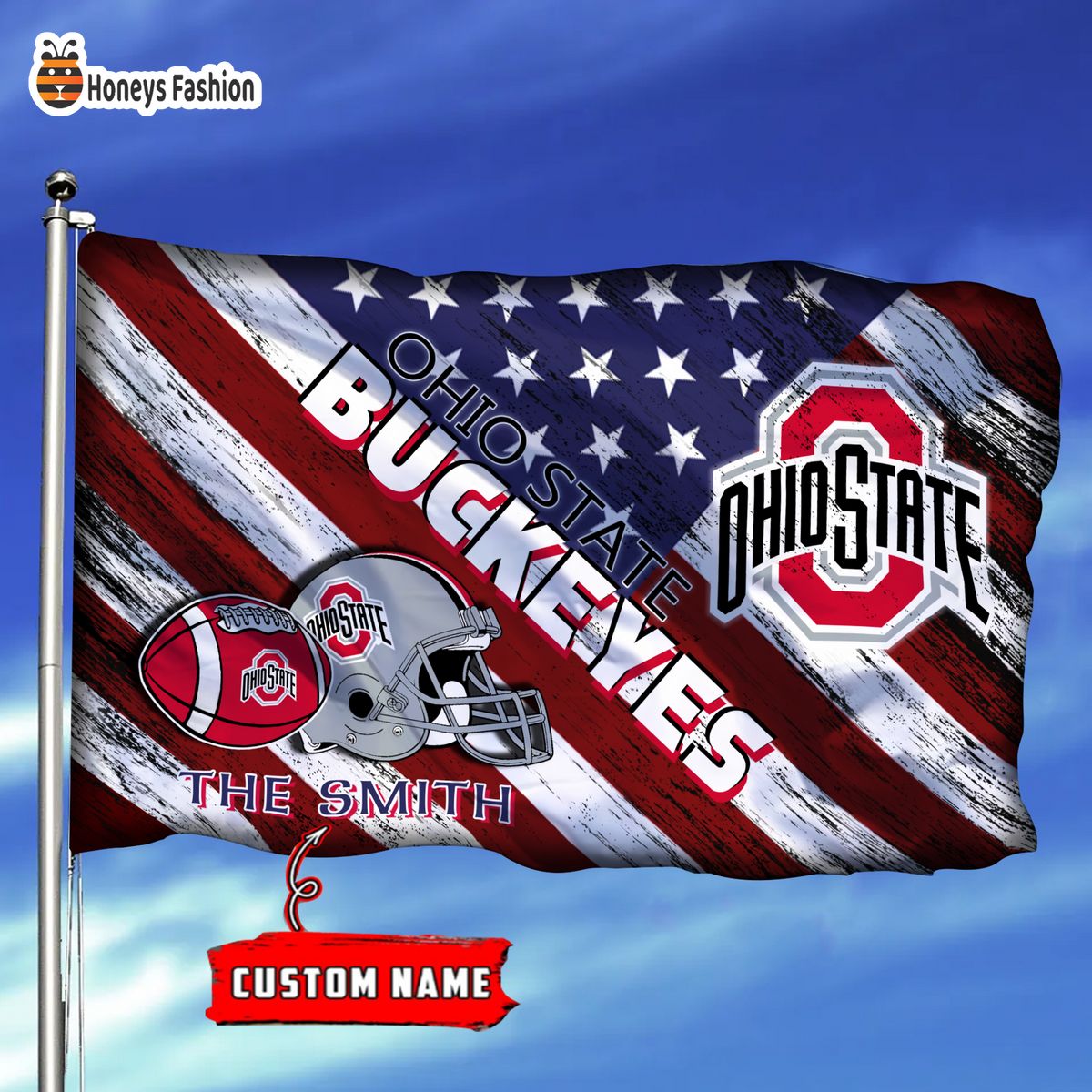 Ohio State Buckeyes Custom Name Personalized Flag