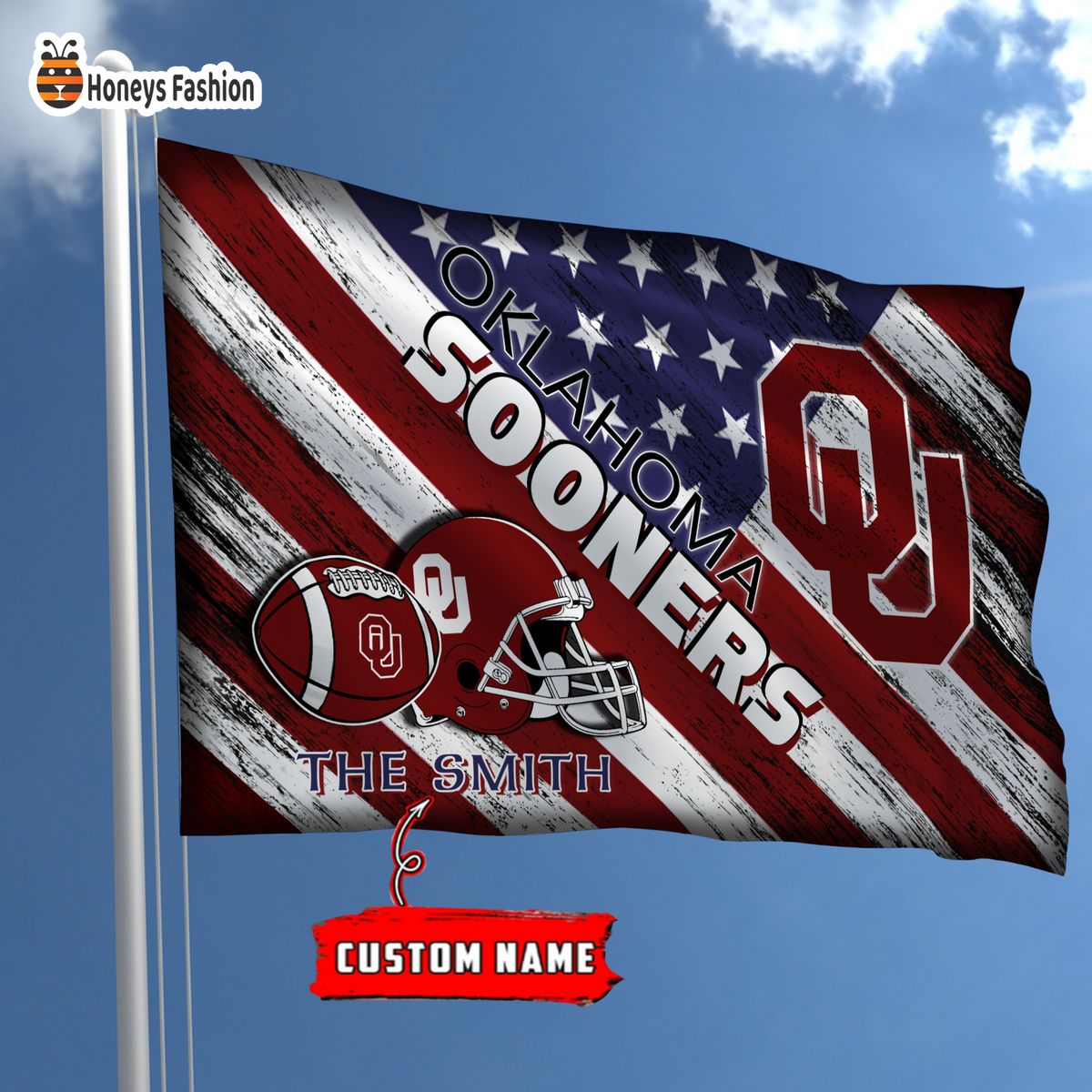 Oklahoma Sooners Custom Name Personalized Flag