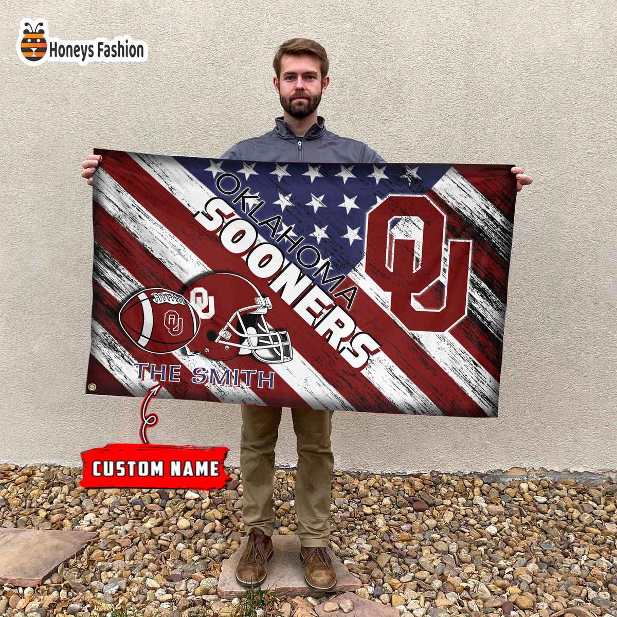 Oklahoma Sooners Custom Name Personalized Flag