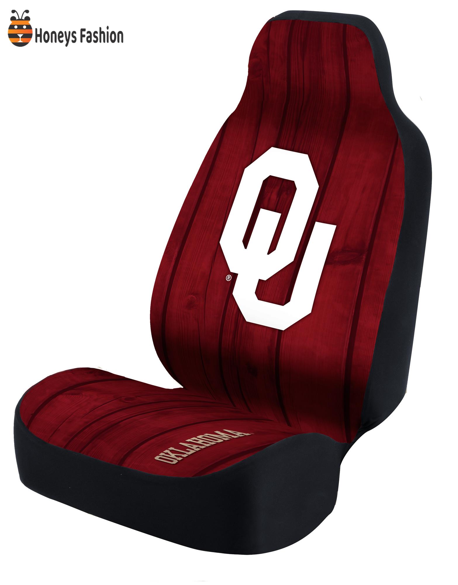 Oklahoma Sooners Red Distressed Wood Car Seat Cover