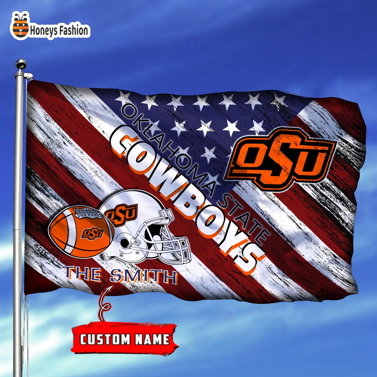 Oklahoma State Cowboys Custom Name Personalized Flag