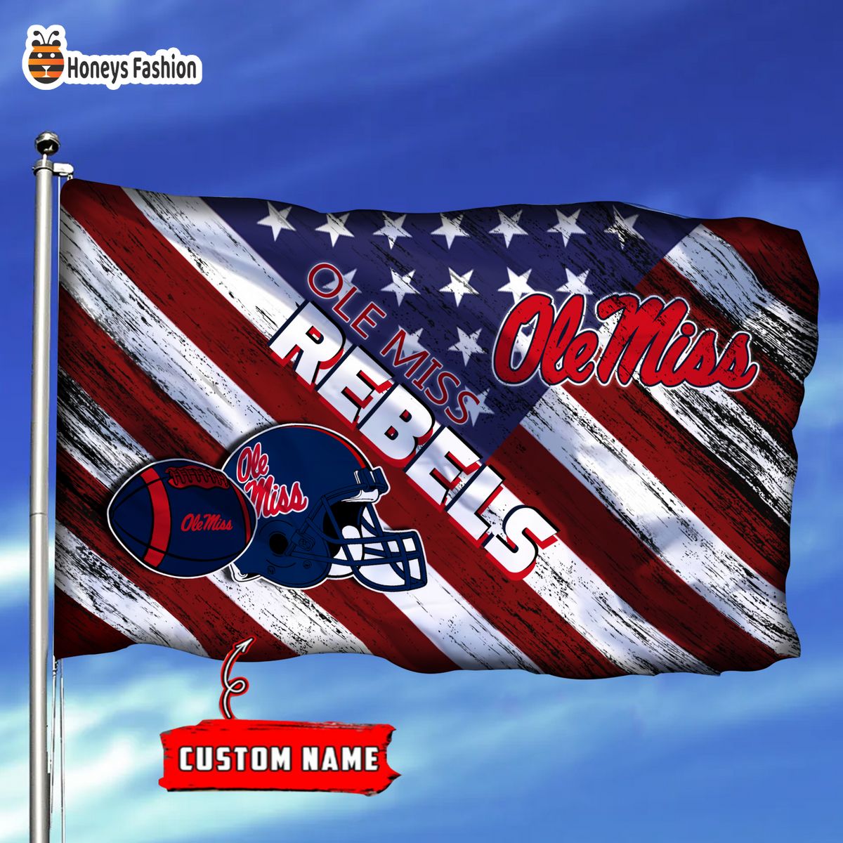 Ole Miss Rebels Custom Name Personalized Flag