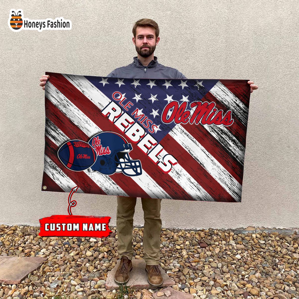 Ole Miss Rebels Custom Name Personalized Flag