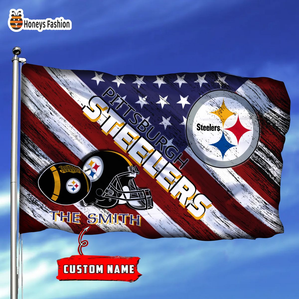 Pittsburgh Steelers Custom Name Personalized Flag