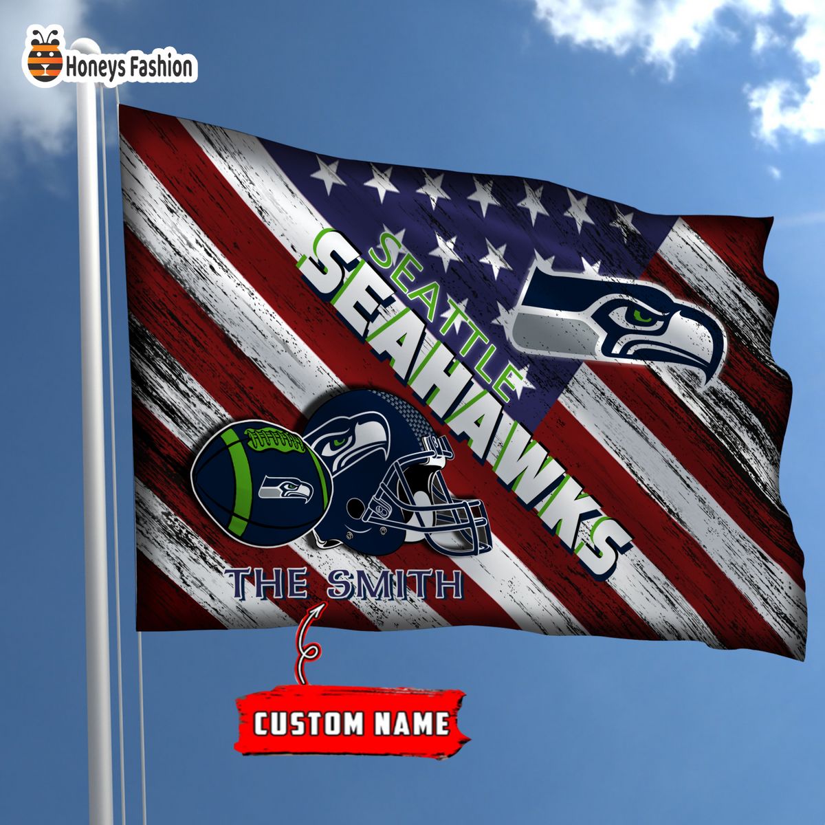 Seattle Seahawks Custom Name Personalized Flag