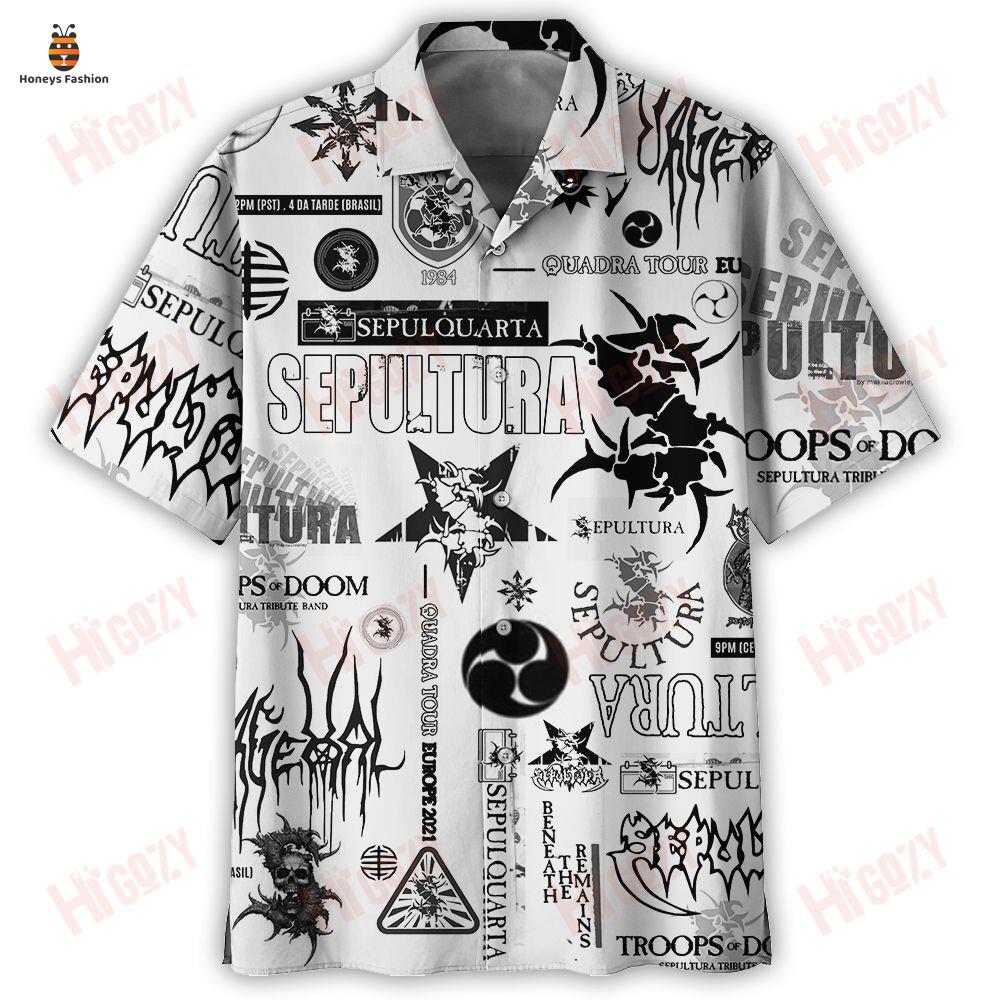 Sepultura Black And White Hawaiian Shirt