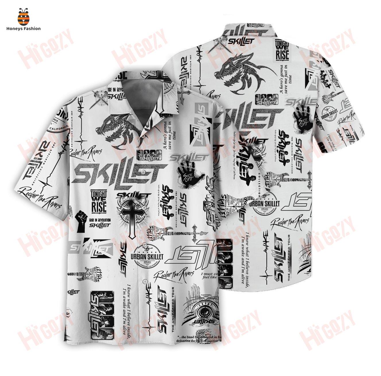 Skillet Black And White Hawaiian Shirt