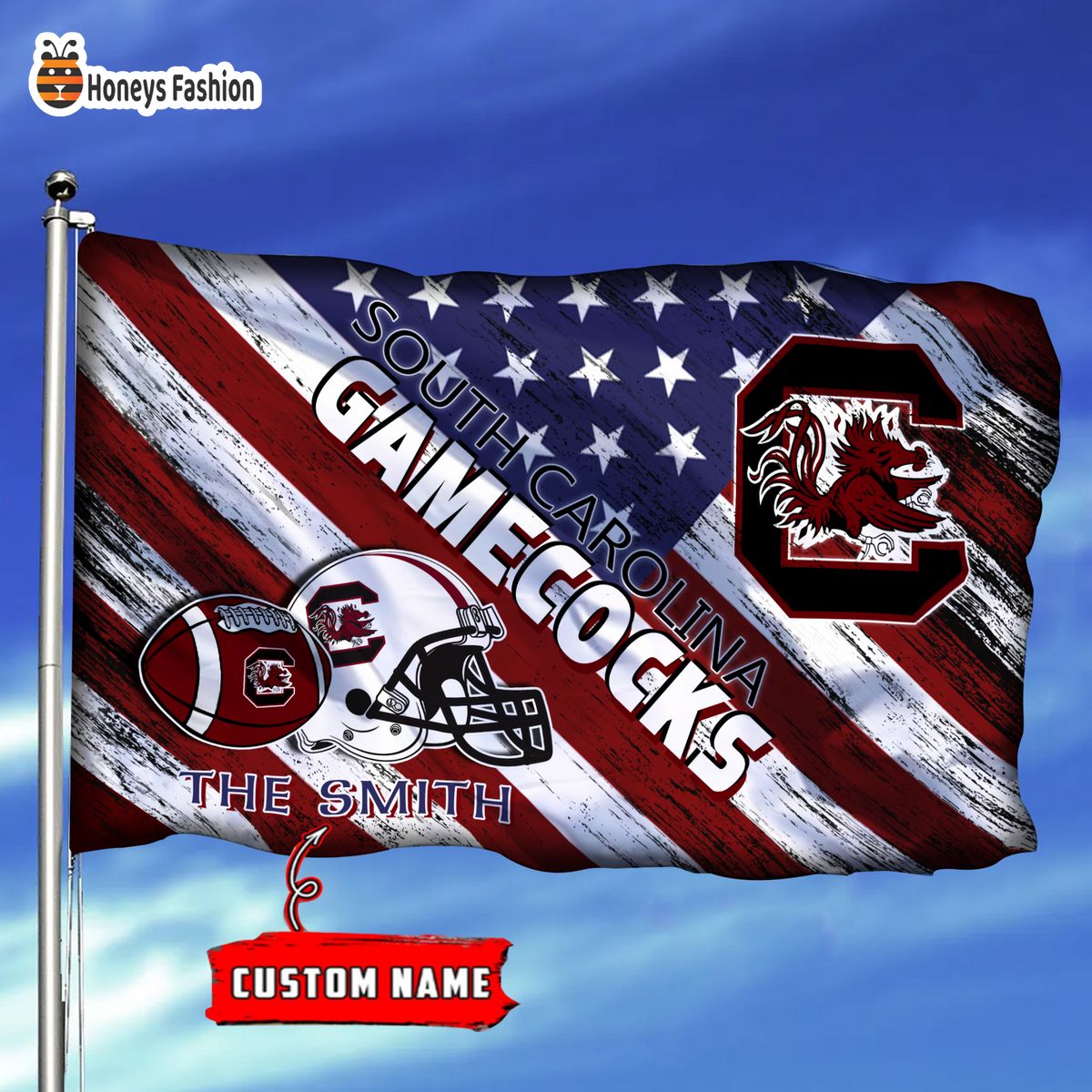 South Carolina Gamecocks Custom Name Personalized Flag