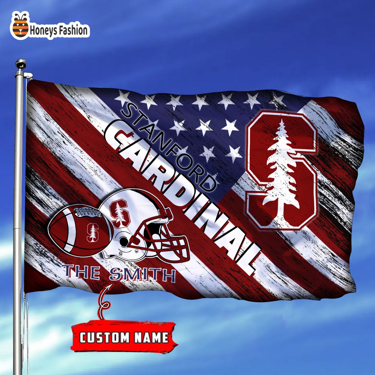 Stanford Cardinal Custom Name Personalized Flag