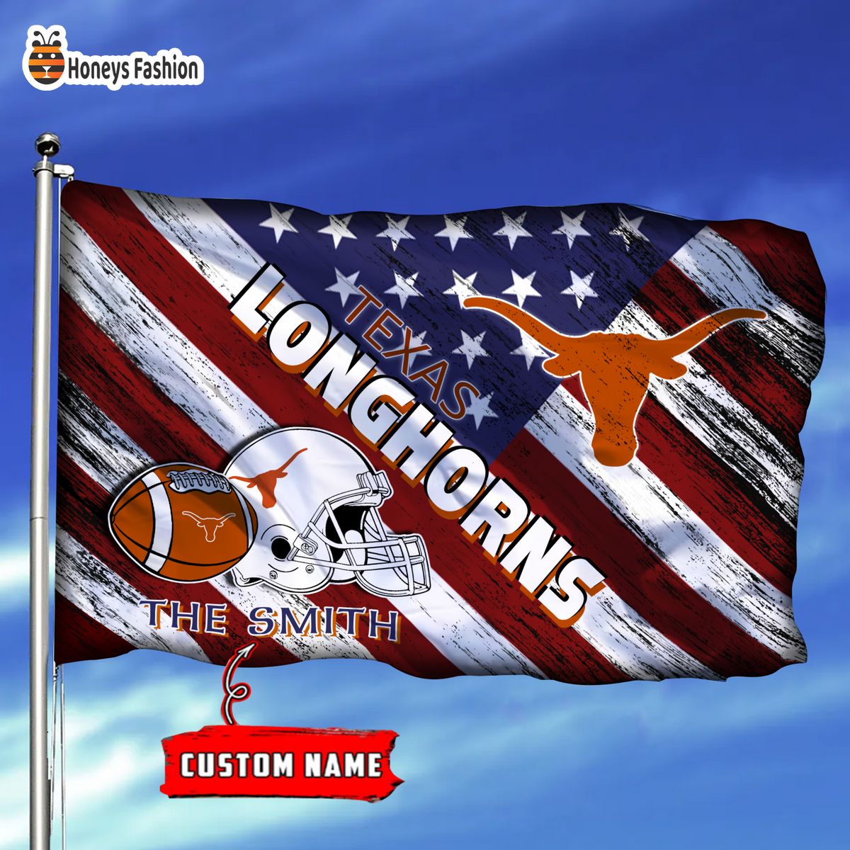 Texas Longhorns Custom Name Personalized Flag