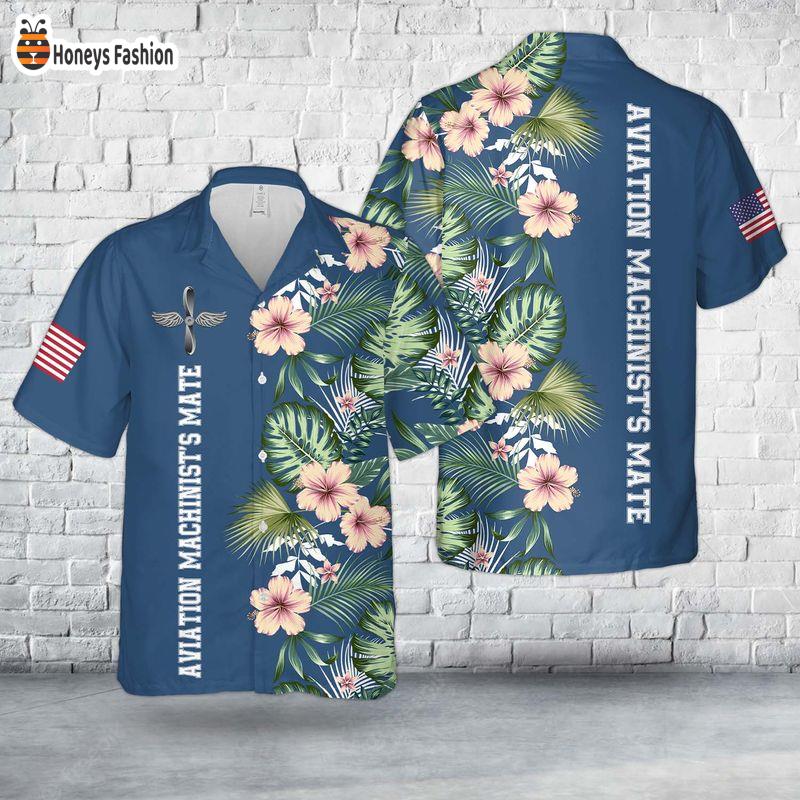 US Navy Aviation Machinist's Mate Flower Hawaiian Shirt