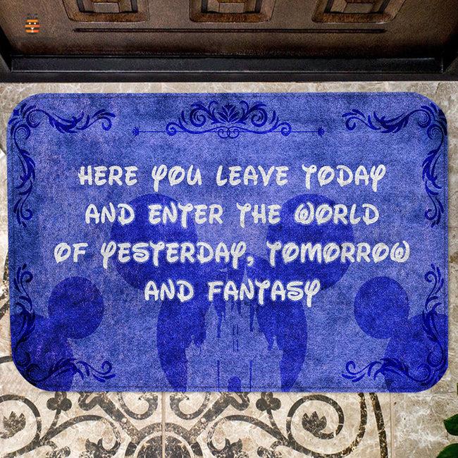 Walt Disney Here You Leave Today And Enter The World Doormat