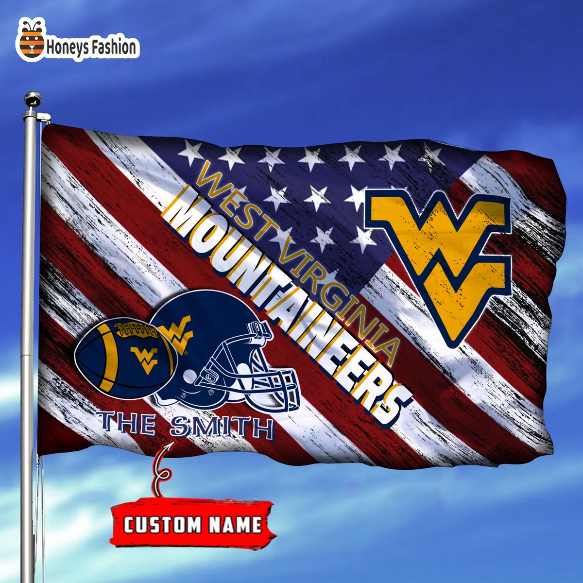 West Virginia Mountaineers Custom Name Personalized Flag