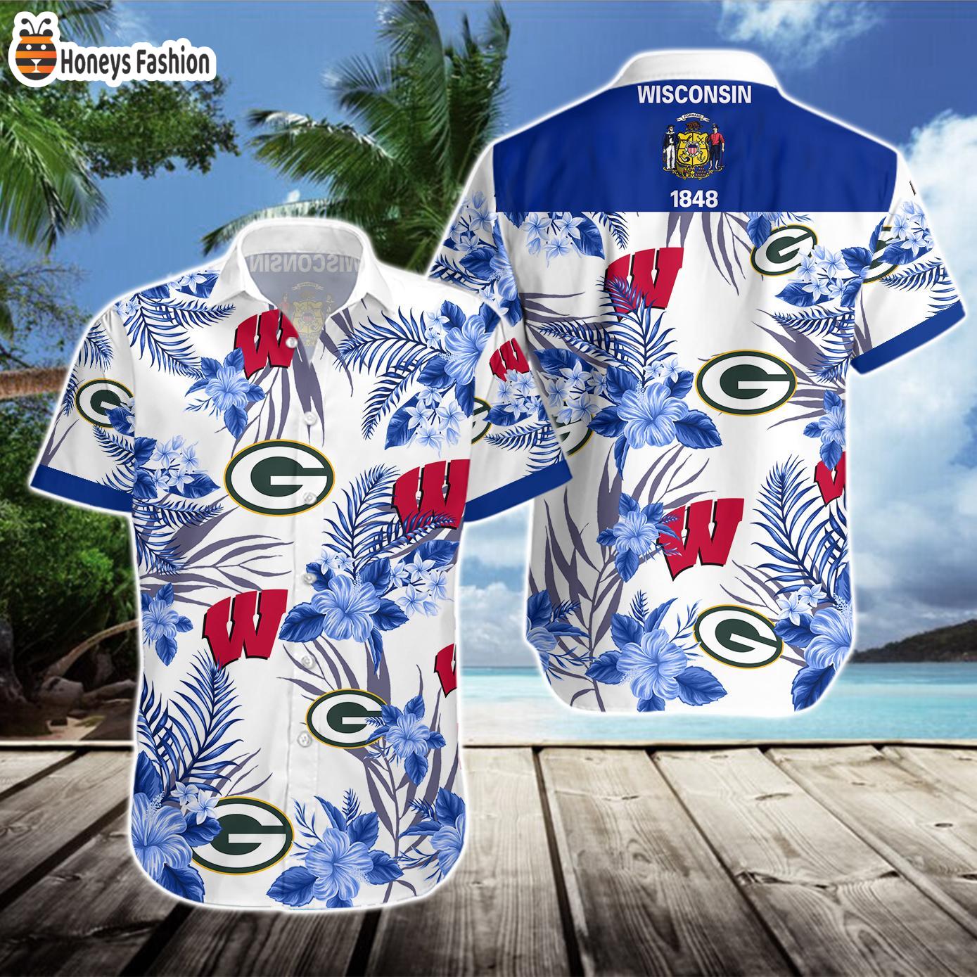 Wisconsin Badgers Green Bay Packers Hawaiian Shirt