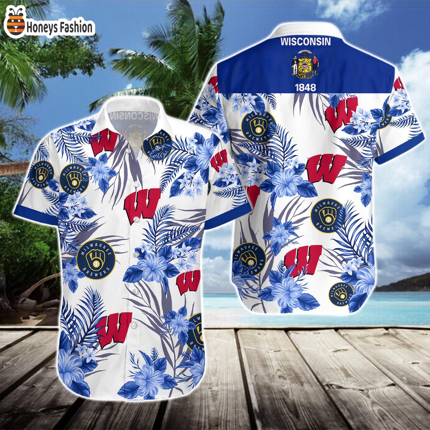 Wisconsin Badgers Milwaukee Brewers Hawaiian Shirt