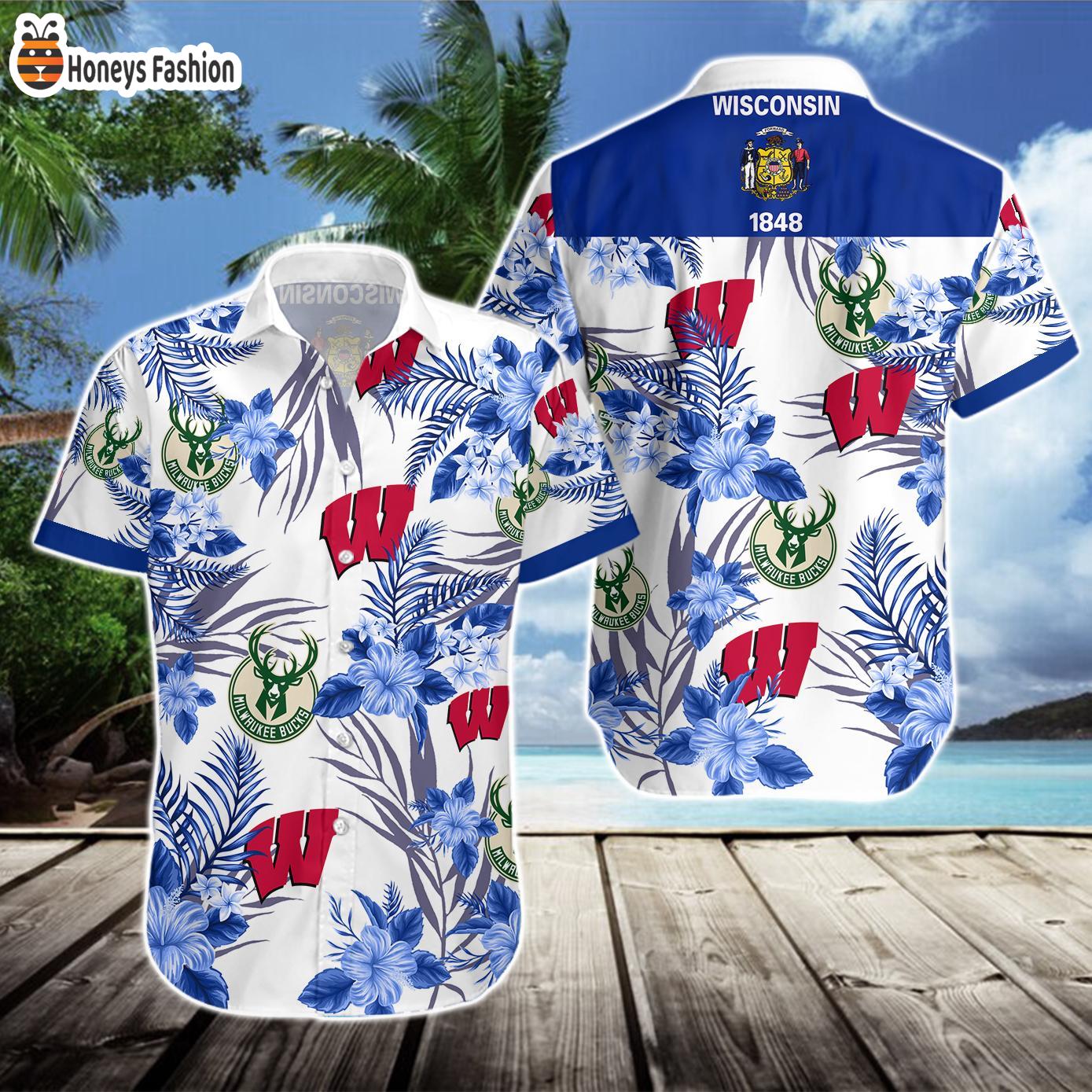Wisconsin Badgers Milwaukee Bucks Hawaiian Shirt