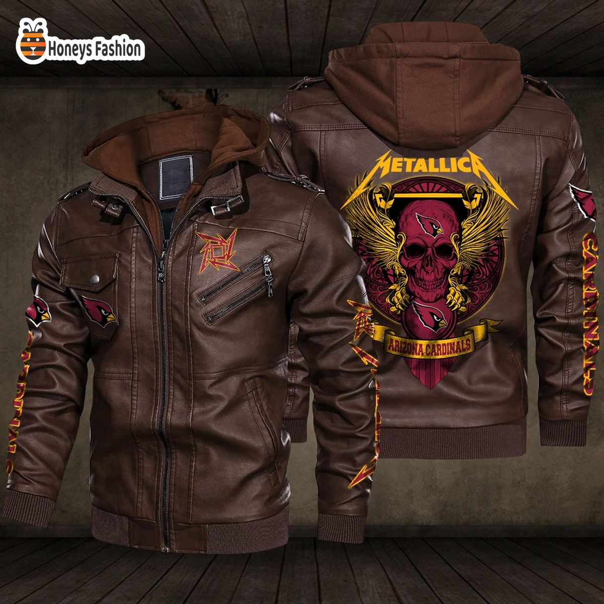 Arizona Cardinals NFL Metallica 2D PU Leather Jacket