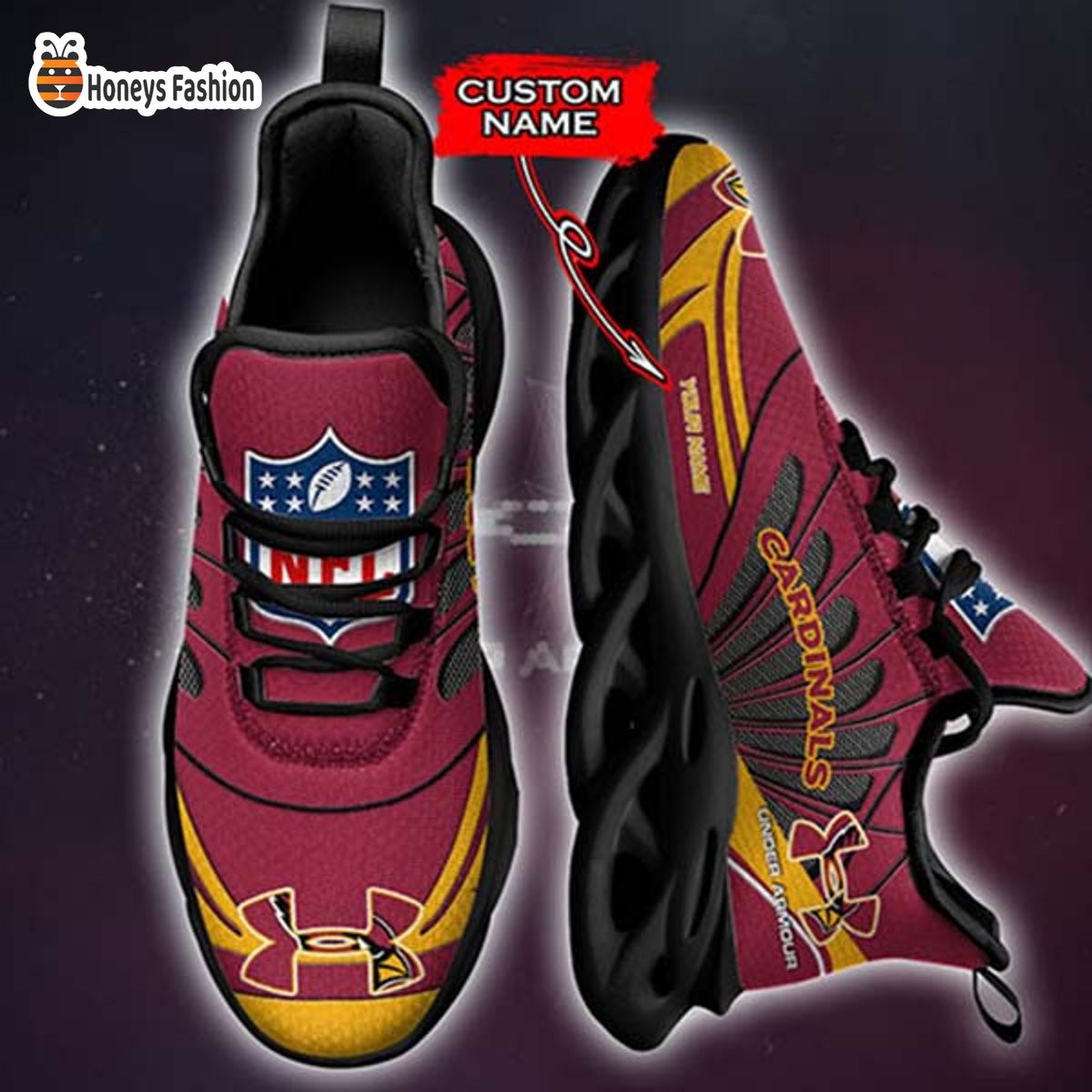 Arizona Cardinals Under Armour Custom Name Max Soul Sneaker