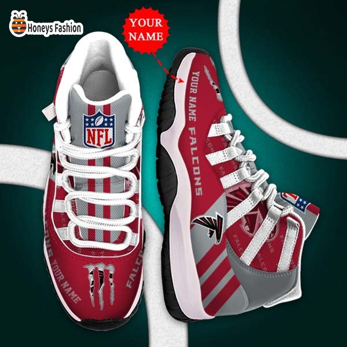 Atlanta Falcons NFL Adidas Personalized Air Jordan 11 Shoes