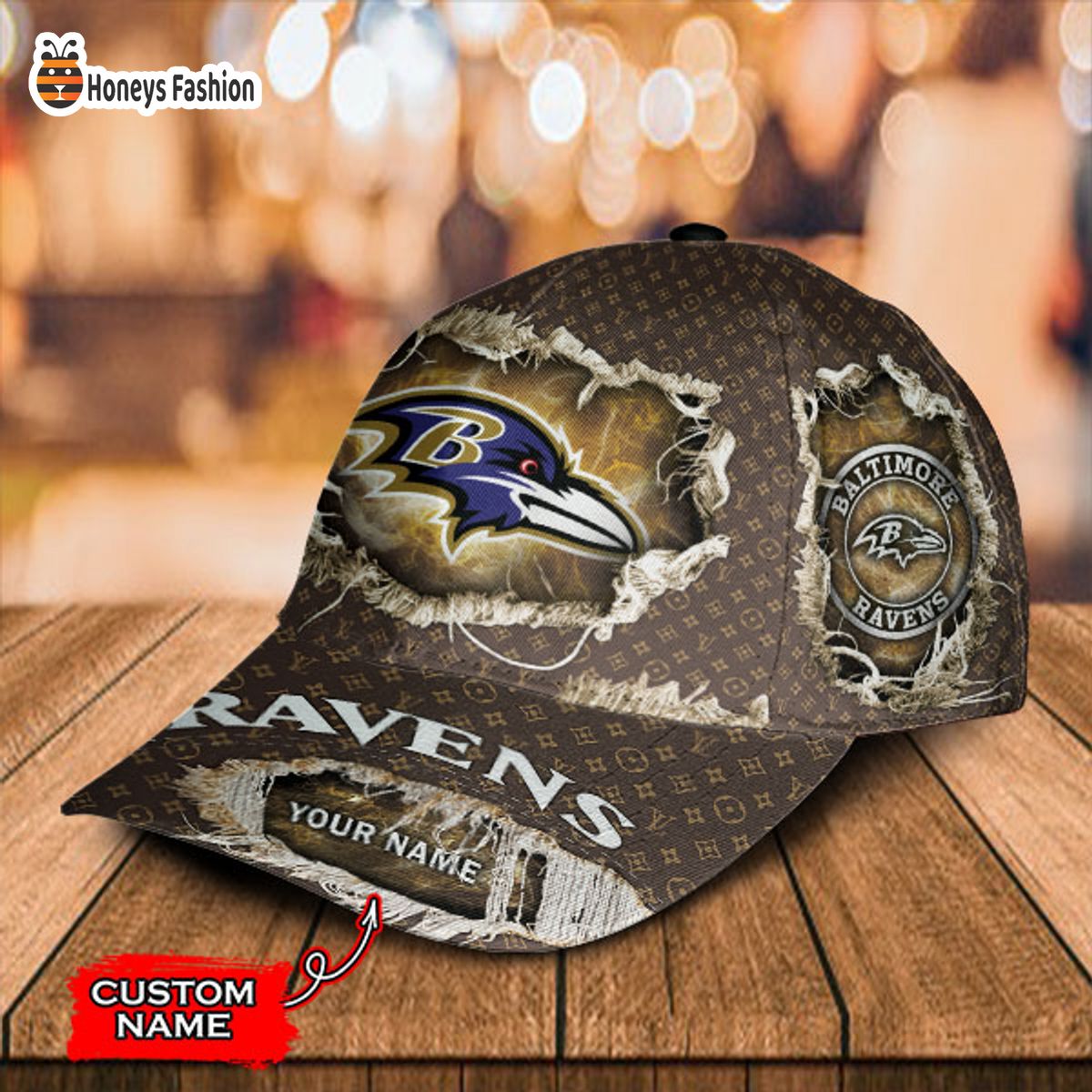 Baltimore Ravens LV Louis Vuitton Custom Name Classic Cap