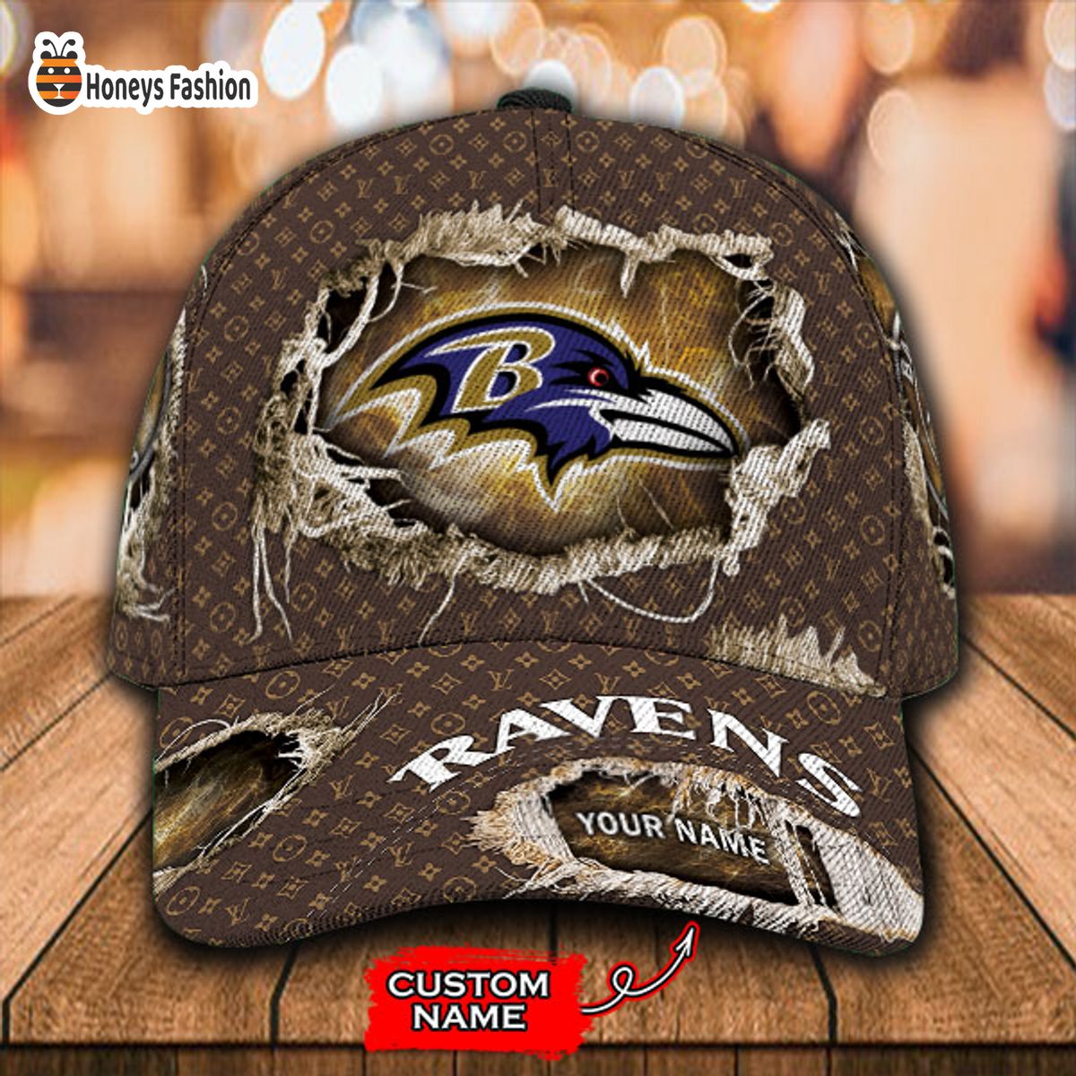 Baltimore Ravens LV Louis Vuitton Custom Name Classic Cap