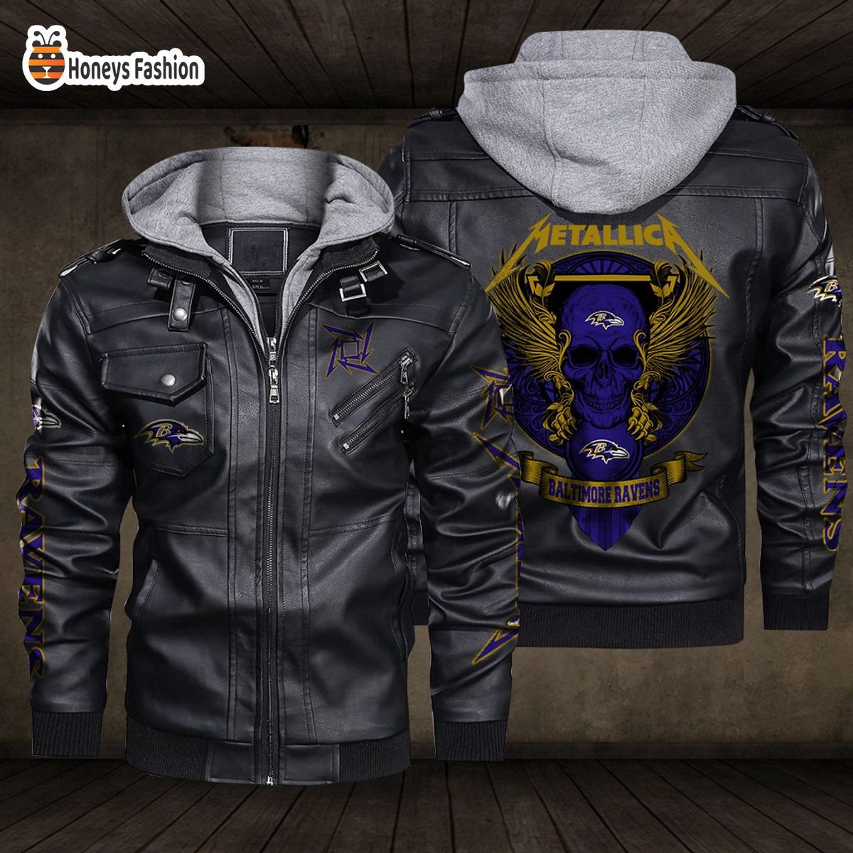 Baltimore Ravens NFL Metallica 2D PU Leather Jacket