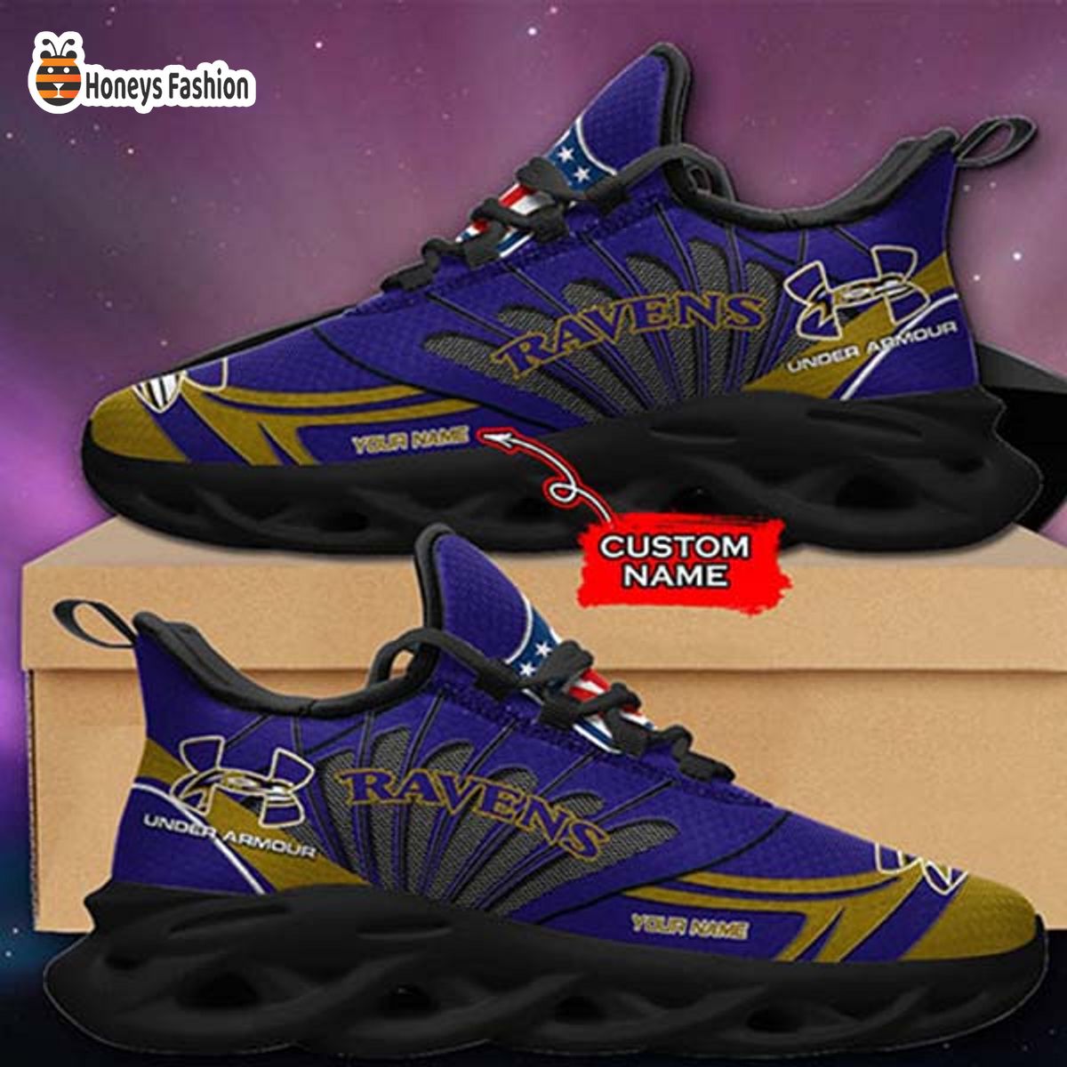 Baltimore Ravens Under Armour Custom Name Max Soul Sneaker