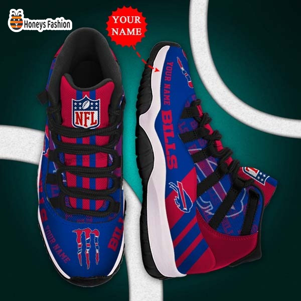Buffalo Bills NFL Adidas Personalized Air Jordan 11 Shoes