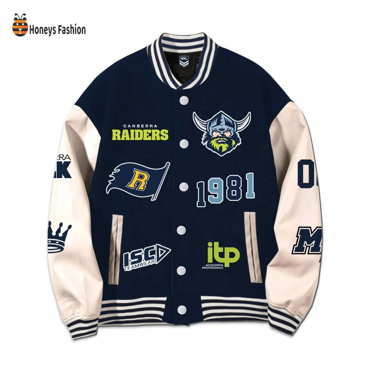 Canberra Raiders Custom Name Rugby Baseball Jacket