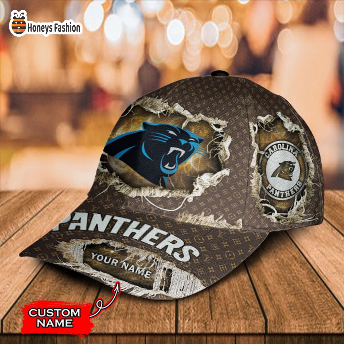 Carolina Panthers LV Louis Vuitton Custom Name Classic Cap