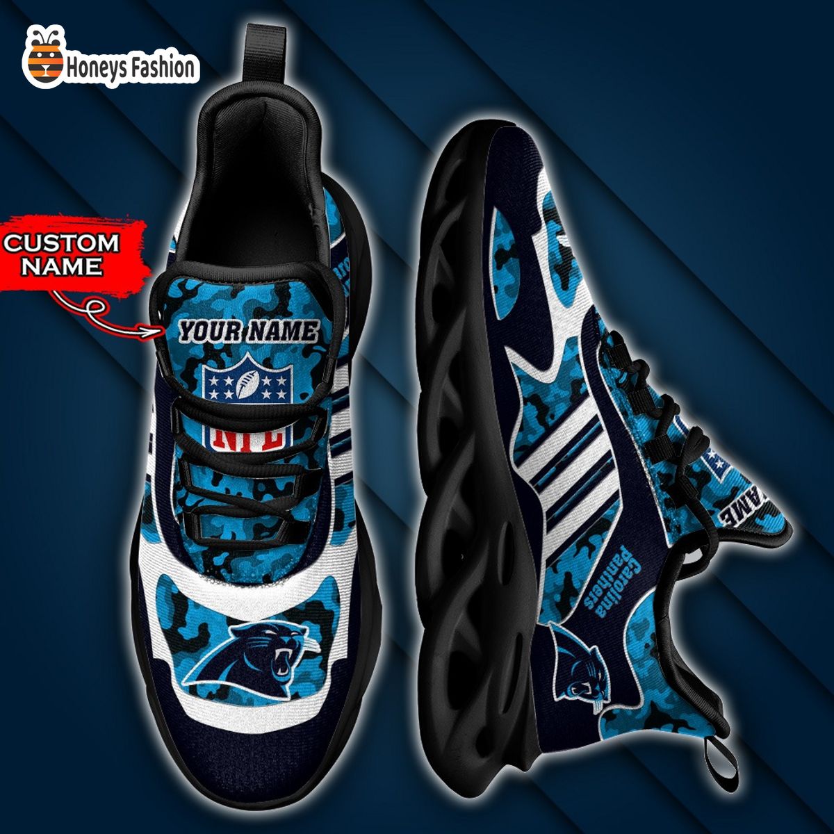 Carolina Panthers NFL Adidas Personalized Max Soul Shoes