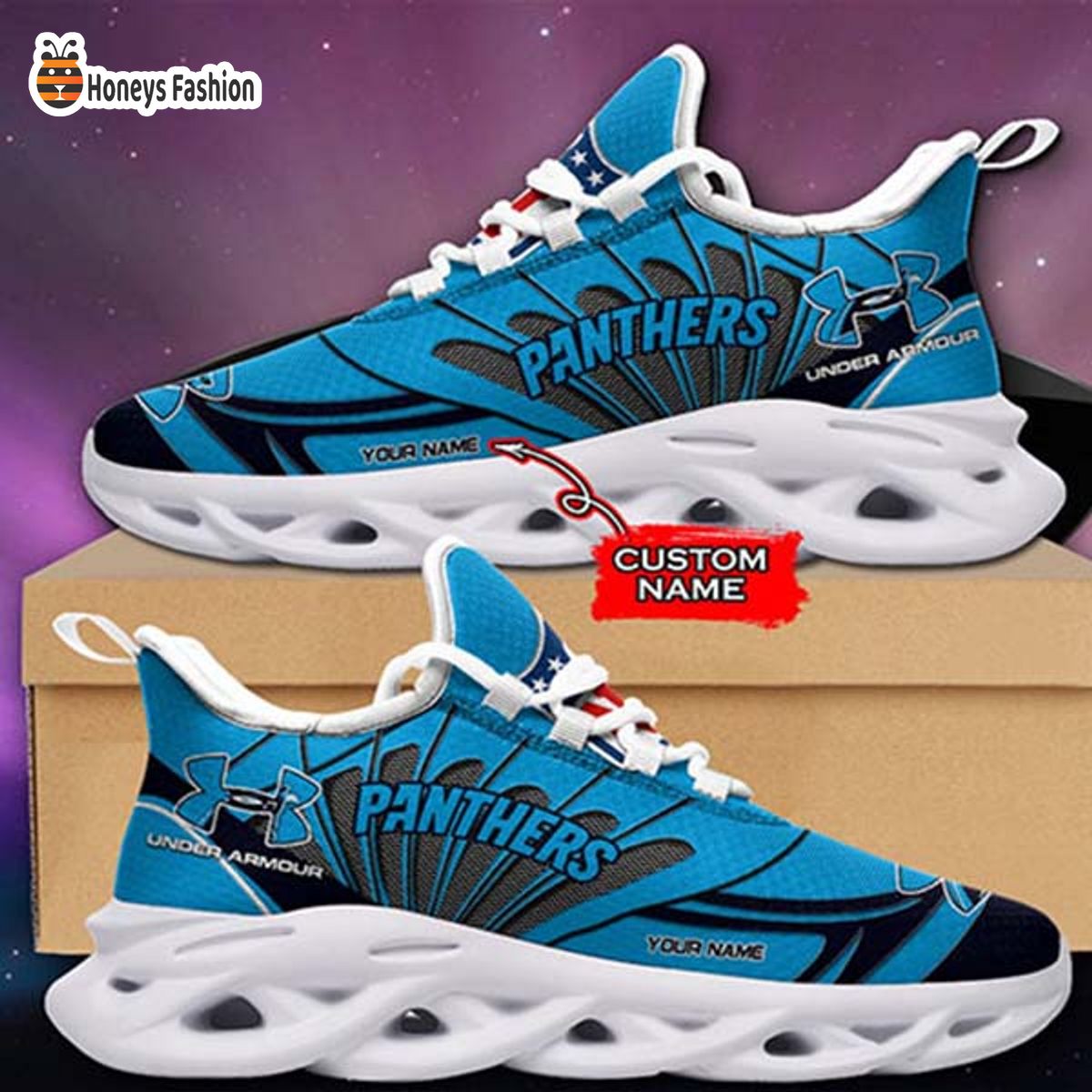 Carolina Panthers Under Armour Custom Name Max Soul Sneaker