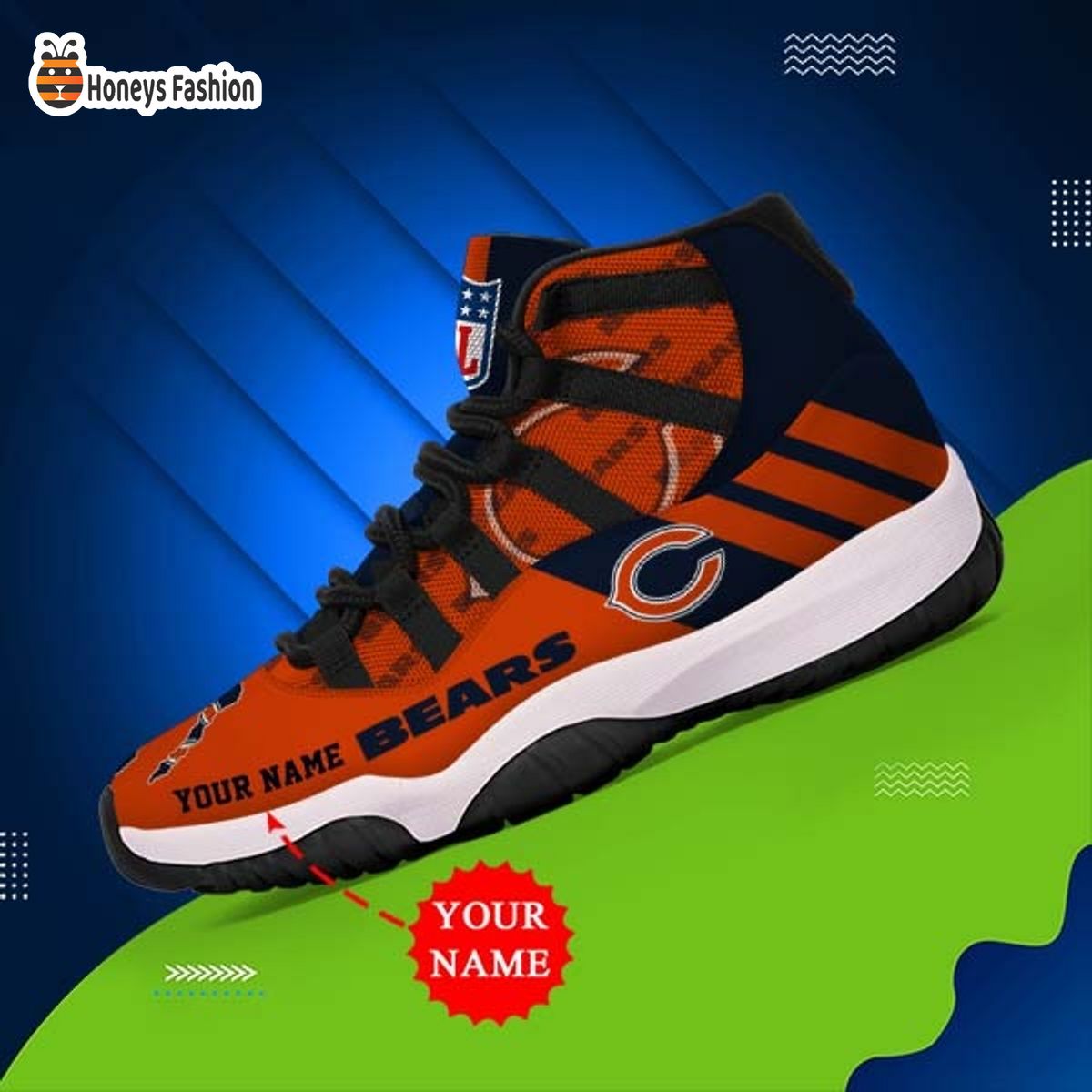 Chicago Bears NFL Adidas Personalized Air Jordan 11 Shoes