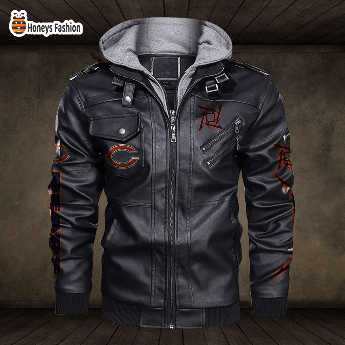 Chicago Bears NFL Metallica 2D PU Leather Jacket