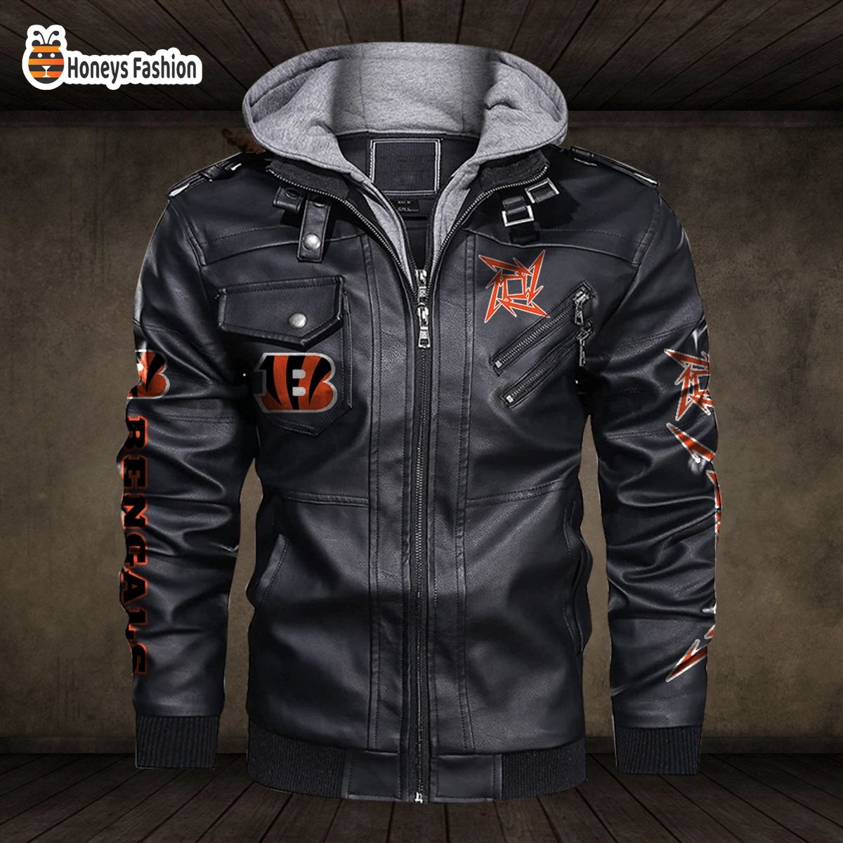 Cincinnati Bengals NFL Metallica 2D PU Leather Jacket