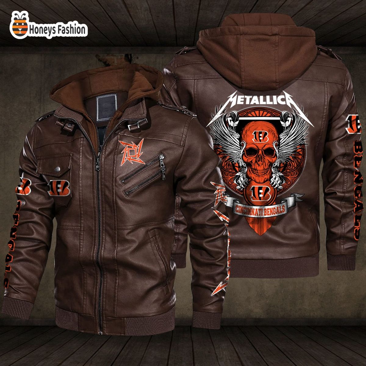 Cincinnati Bengals NFL Metallica 2D PU Leather Jacket