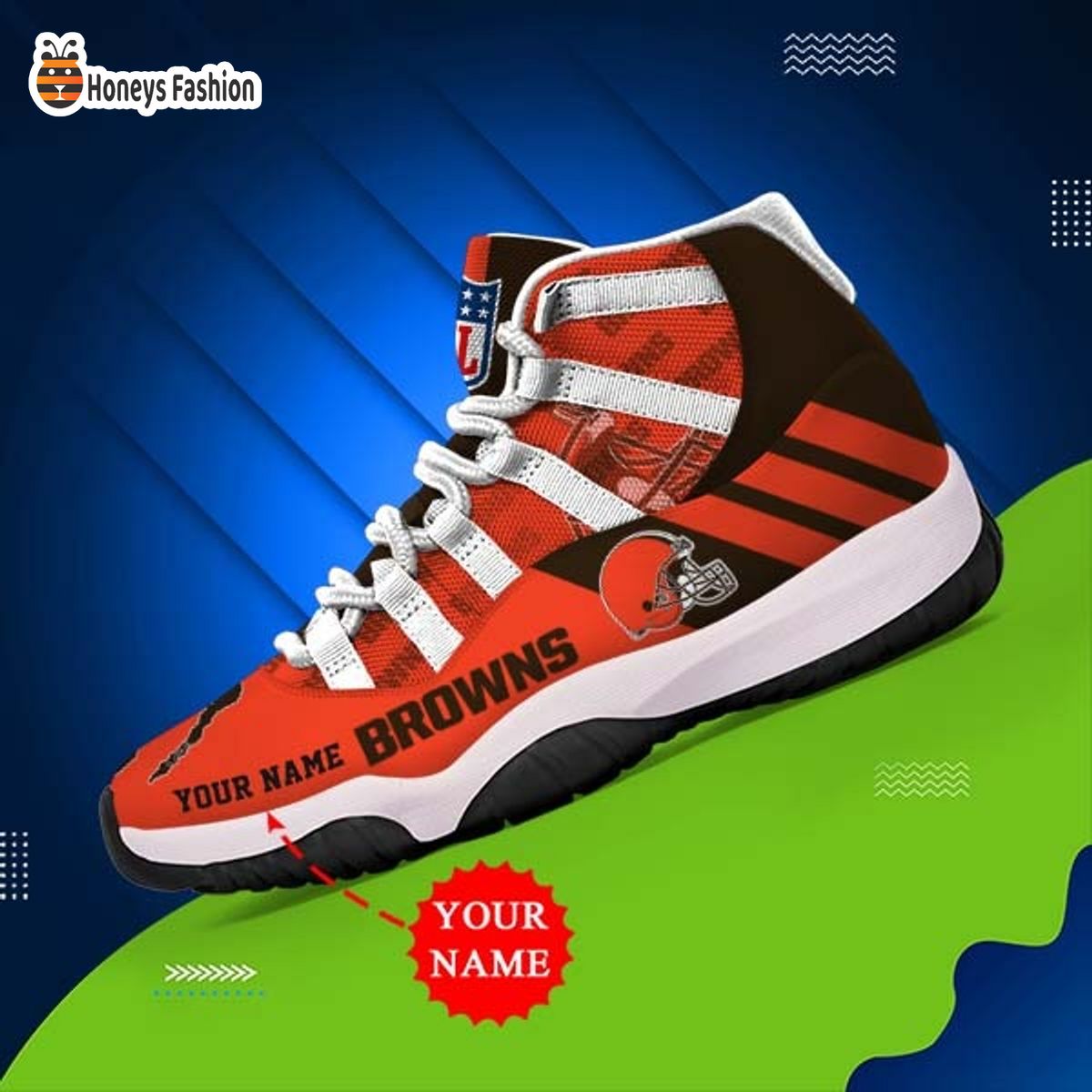 Cleveland Browns NFL Adidas Personalized Air Jordan 11 Shoes