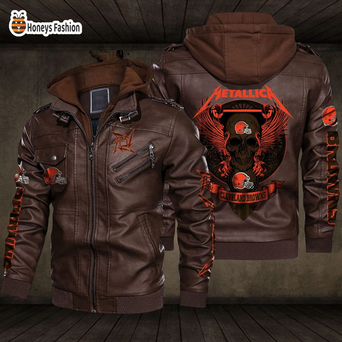Cleveland Browns NFL Metallica 2D PU Leather Jacket