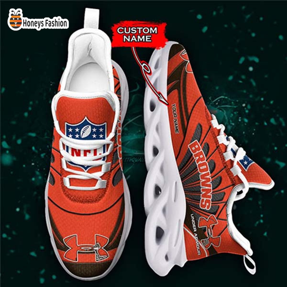 Cleveland Browns Under Armour Custom Name Max Soul Sneaker