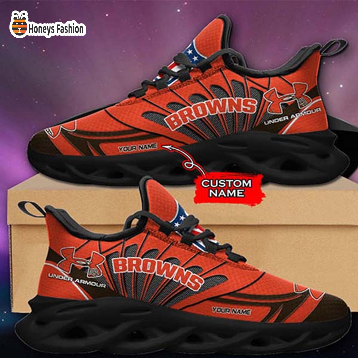 Cleveland Browns Under Armour Custom Name Max Soul Sneaker