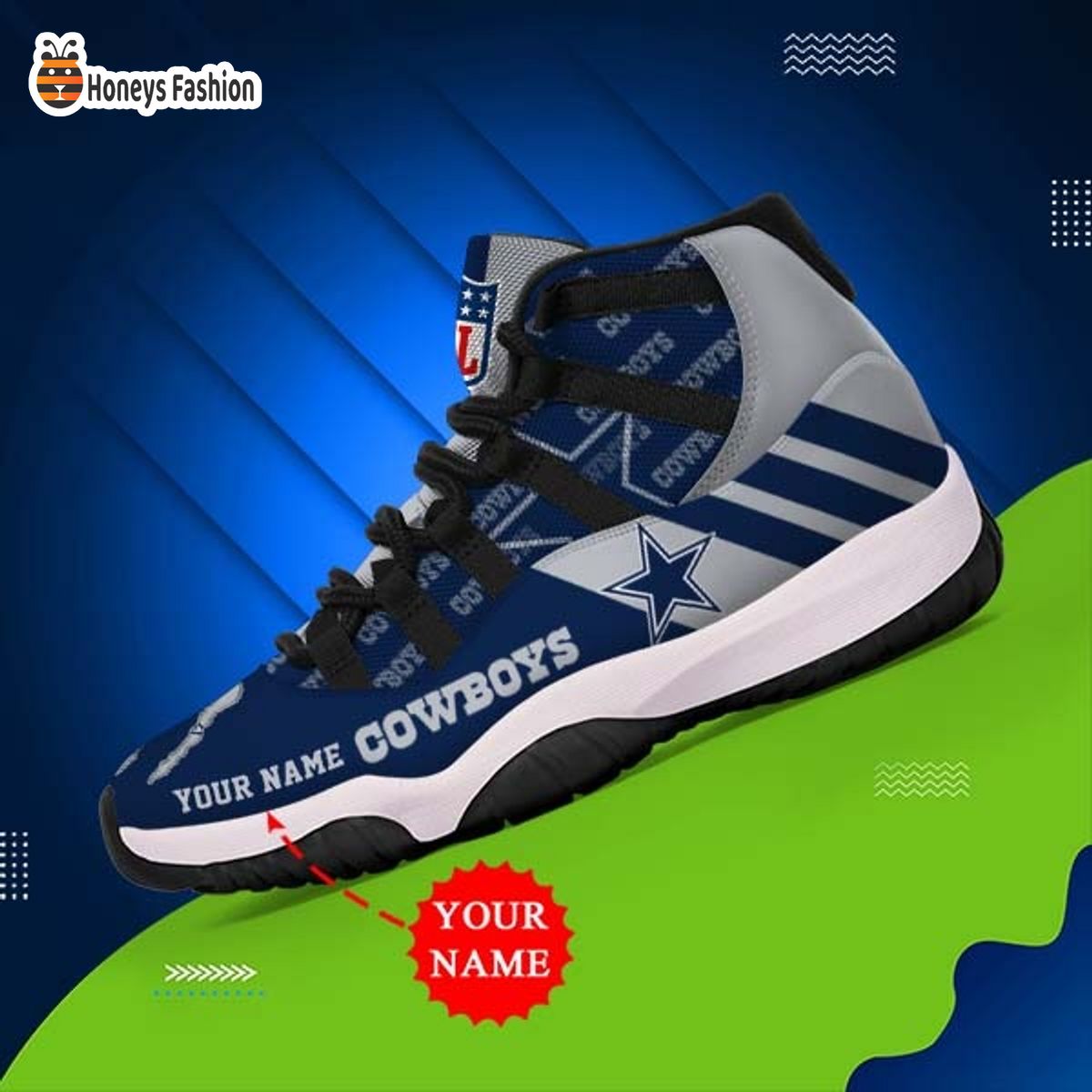 Dallas Cowboys NFL Adidas Personalized Air Jordan 11 Shoes