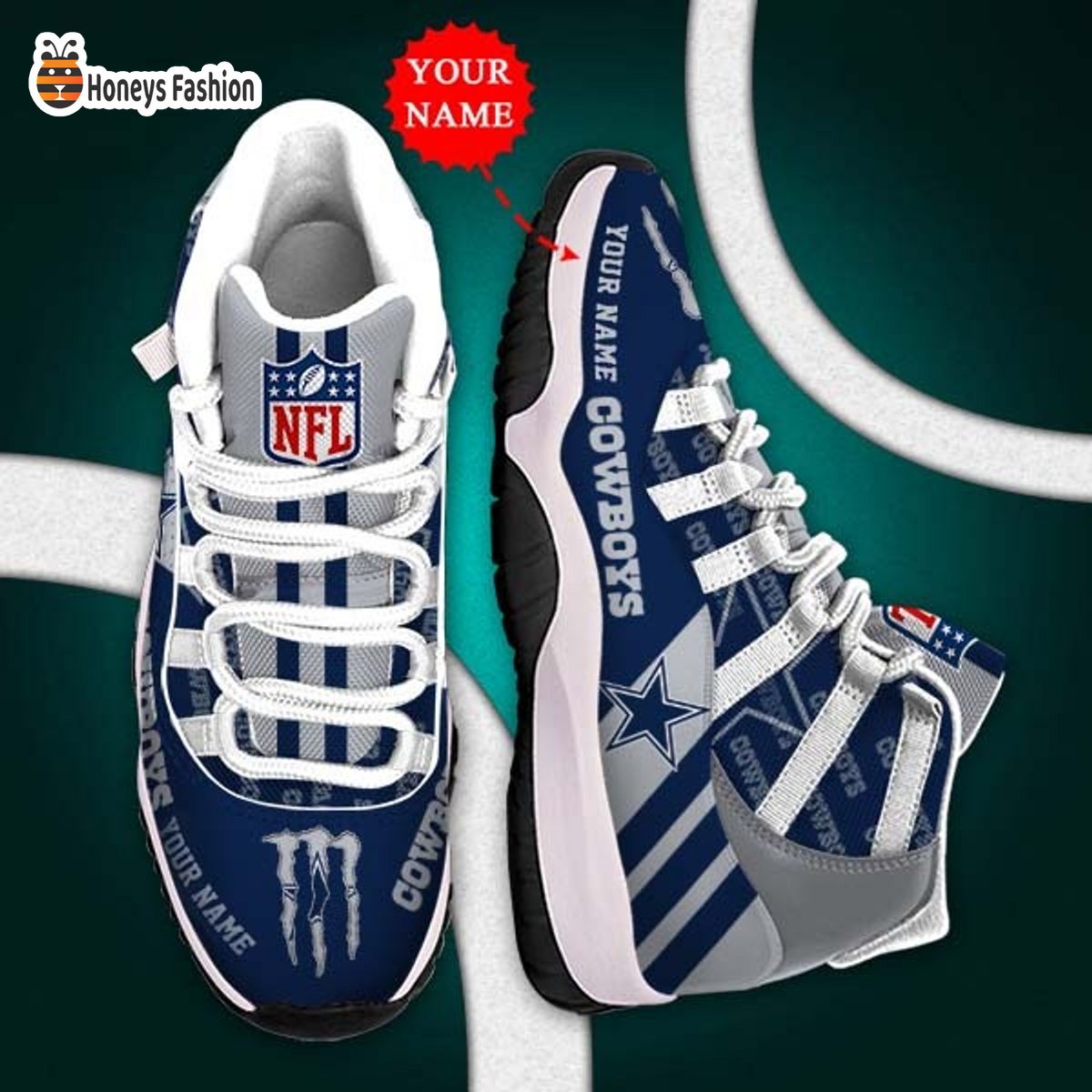 Dallas Cowboys NFL Adidas Personalized Air Jordan 11 Shoes