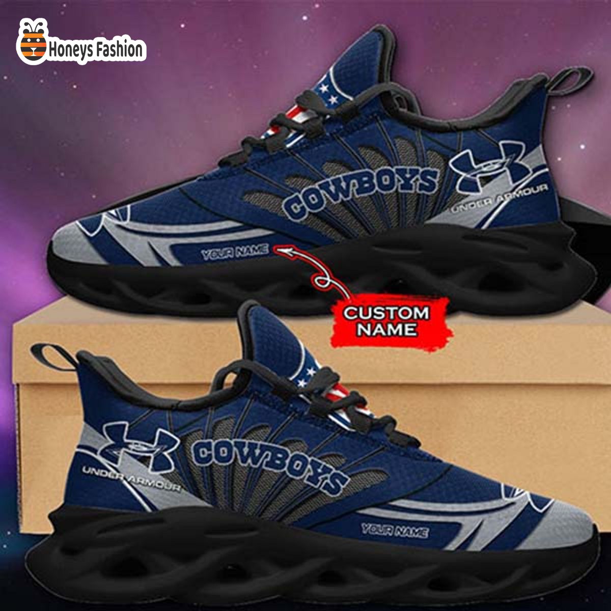 Dallas Cowboys Under Armour Custom Name Max Soul Sneaker