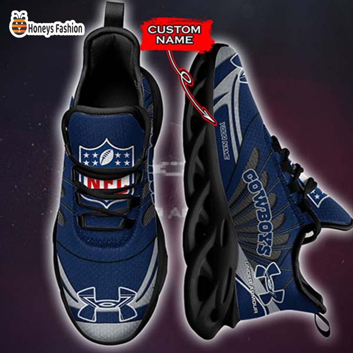 Dallas Cowboys Under Armour Custom Name Max Soul Sneaker