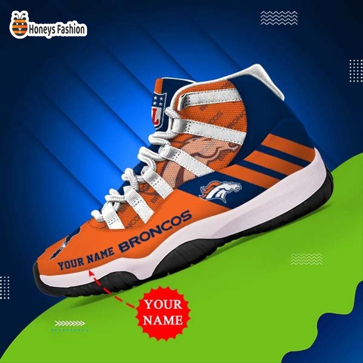 Denver Broncos NFL Adidas Personalized Air Jordan 11 Shoes