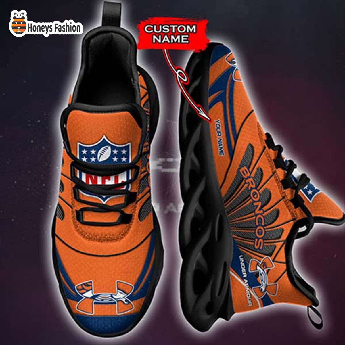 Denver Broncos Under Armour Custom Name Max Soul Sneaker
