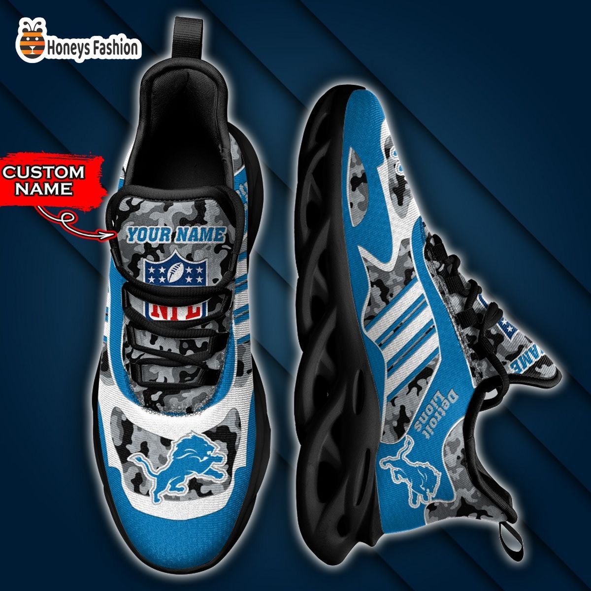 Detroit Lions NFL Adidas Personalized Max Soul Shoes