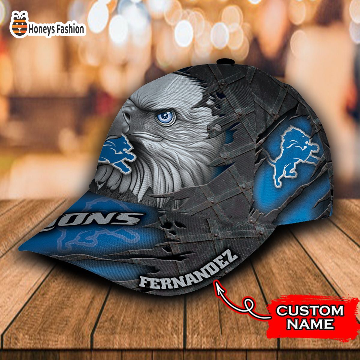 Detroit Lions NFL Eagle Custom Name Classic Cap